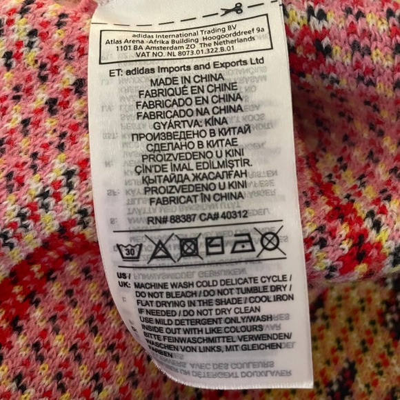 Adidas Scarf Logo Intarsia Cropped Pink Sweater Jumper Pink Small - Picture 8 of 9